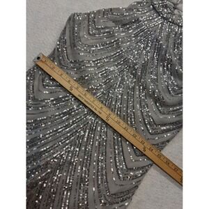 Rebecca B. Modern Halter Dress Gatsbycore Nightlux Sequin Art Deco - 10 Silver
